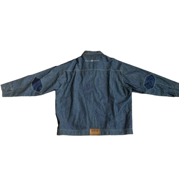 Rocawear Blue and White Denim Zip Up Jean Jacket sz 3xl - Picture 4 of 8